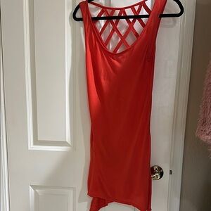 Red Sleeveless Dress with Crisscross Back